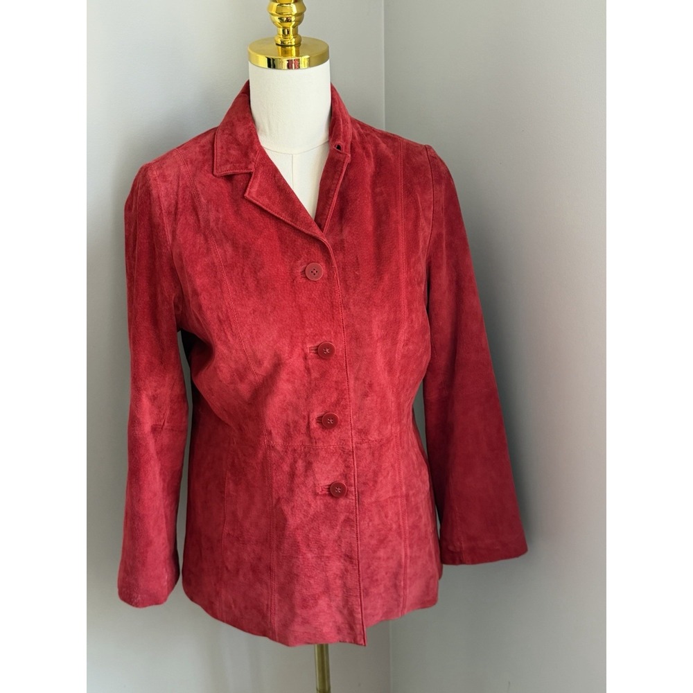 Parisian SIGNATURE Leather Jacket Women's  Suede Red‎ Lined Petite Medium